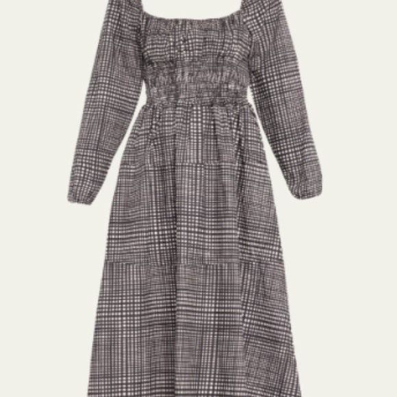 PROENZA SCHOULER WHITE LABEL Grid-Printed Square-Neck Midi Dress ^ - Picture 2 of 4